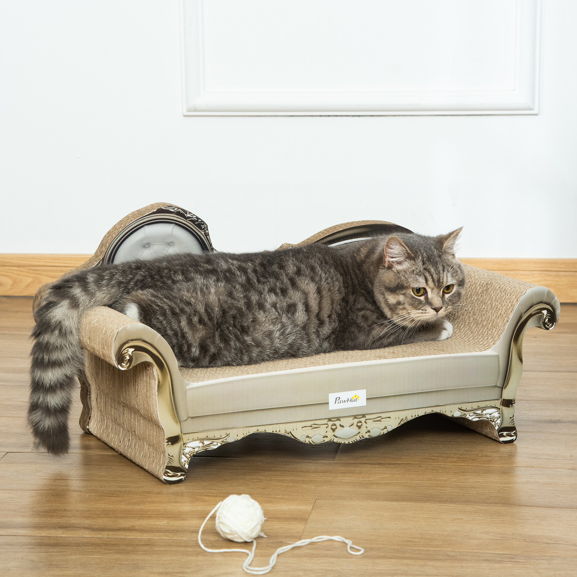 Cat Scratching Bed Pet Scratcher Modern Furniture w/ Catnip – Brown Pawhut